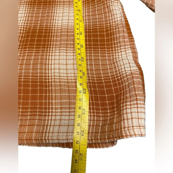 NWT Universal Thread Brown/Orange Plaid Gauze Cotton Button Down Top - Picture 9 of 9